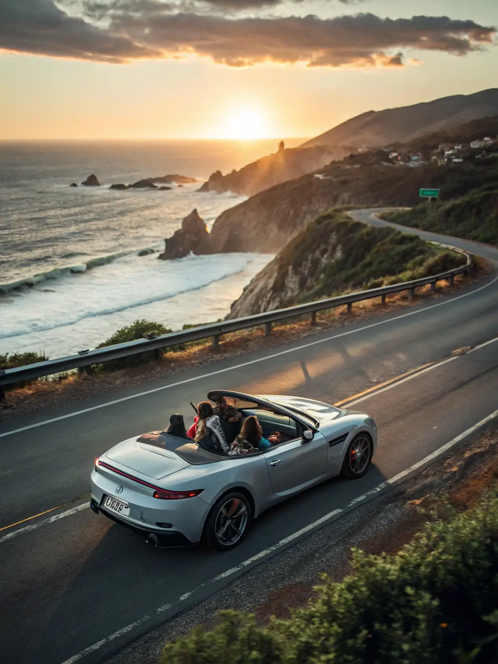 A sporty, red convertible parked on a scenic coastal road, emphasizing its freedom and adventurous spirit.